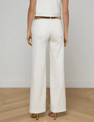 Back view of L'AGENCE Joanne Low Rise Wide Leg Jeans in Light Ecru