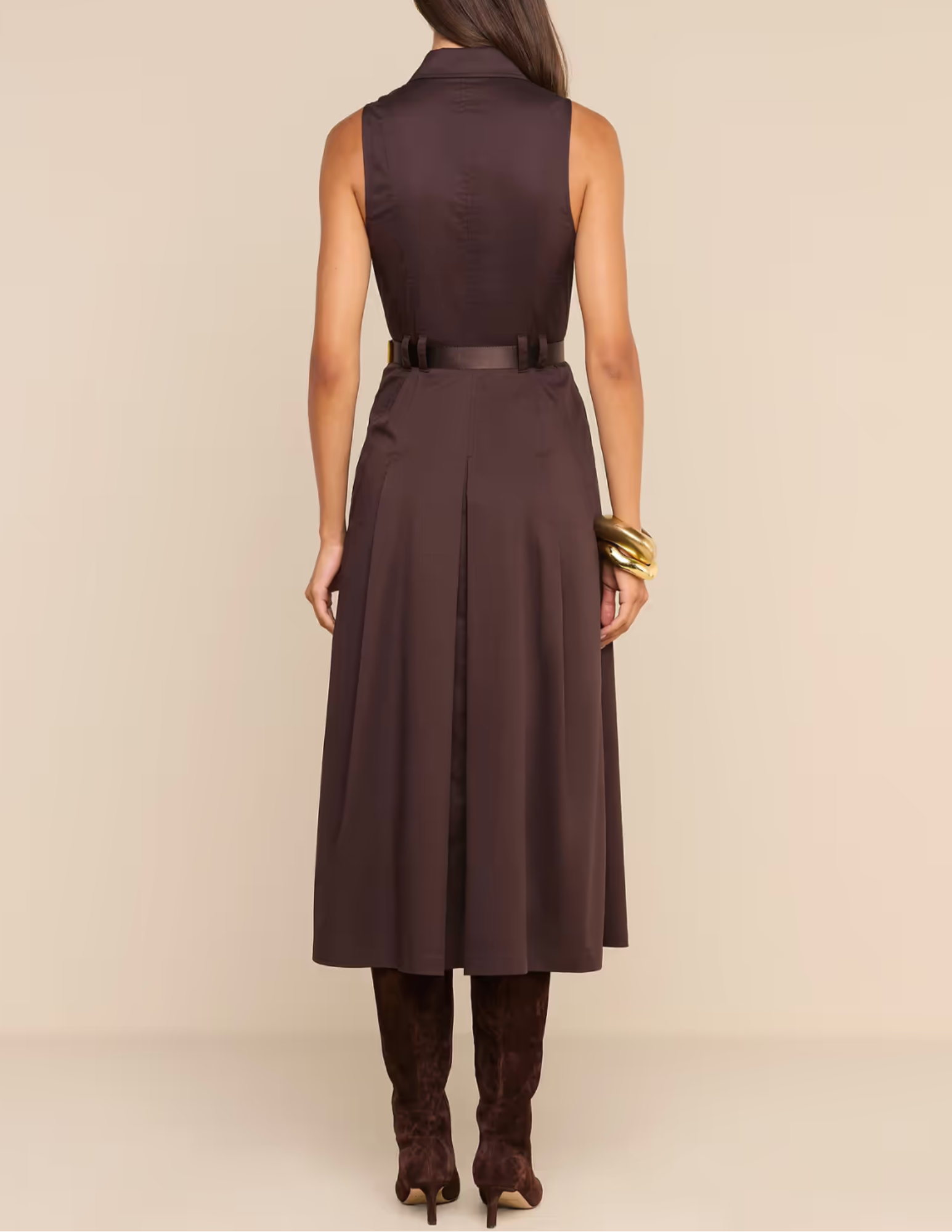Back view of L'AGENCE Kolton Midi Dress in Dark Java