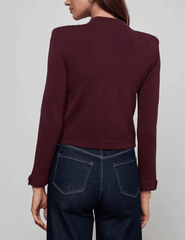 Back view of L’AGENCE Patsy Cropped Cardigan in Malbec Gold