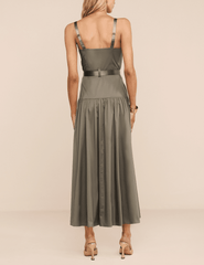Back veiw of L'AGENCE Rima Maxi Dress in Smokey Olive