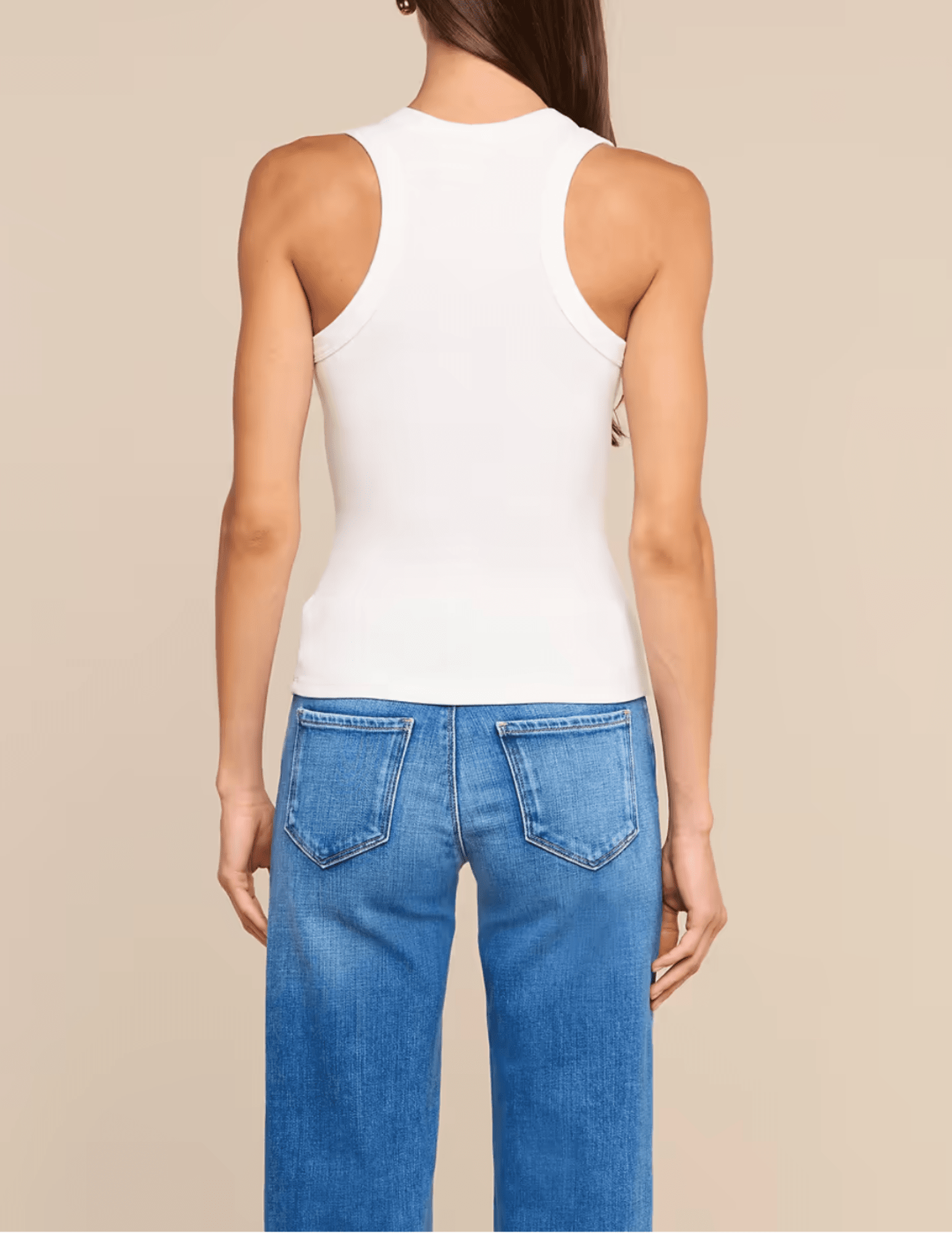 Back view of L'AGENCE Shania Racerback Tank in White
