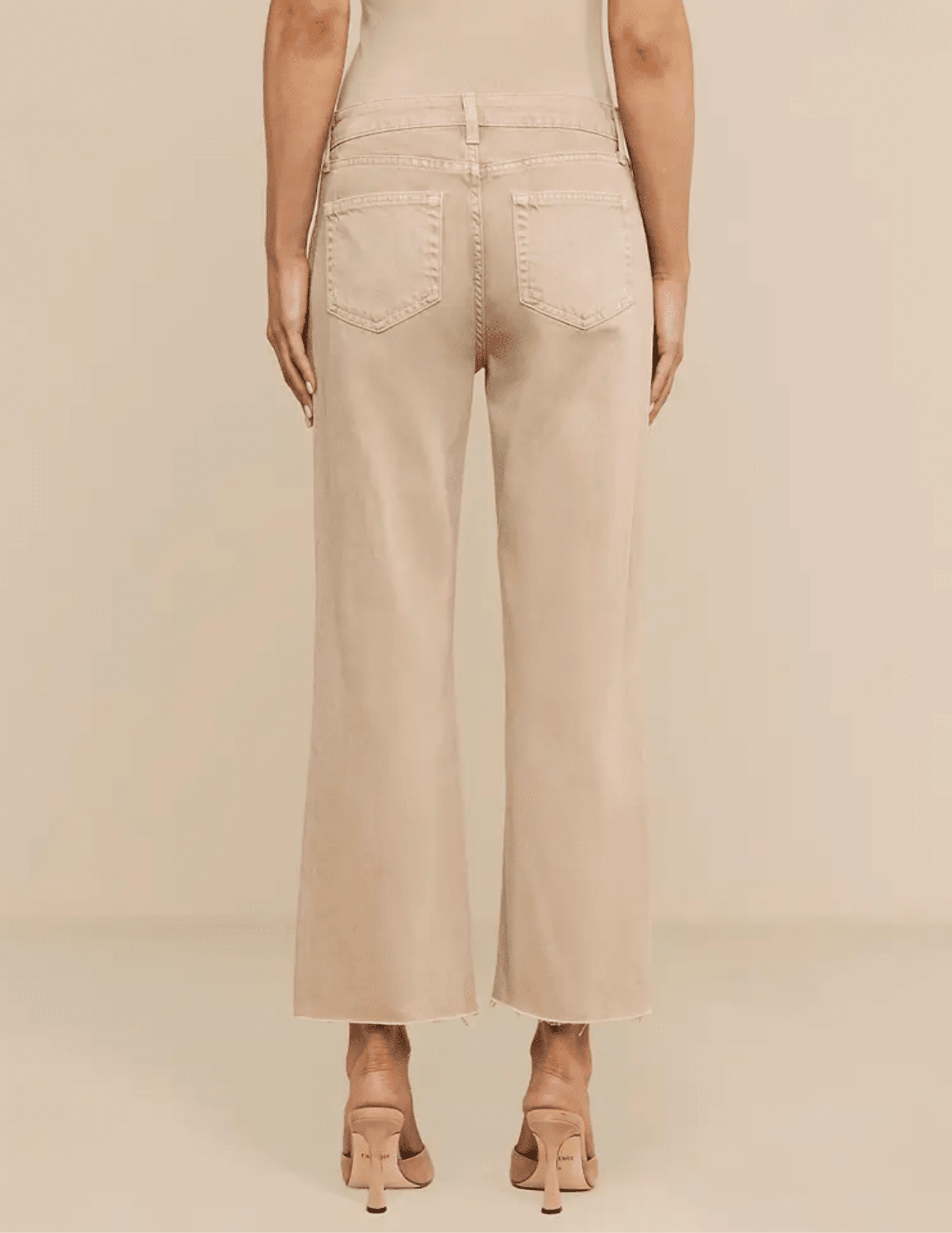 Back view of L'AGENCE Wanda High Rise Cropped Wide Leg Jean in Biscuit