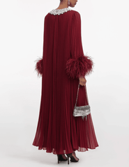 Back view of Self-Portrait chiffon feather midi dress