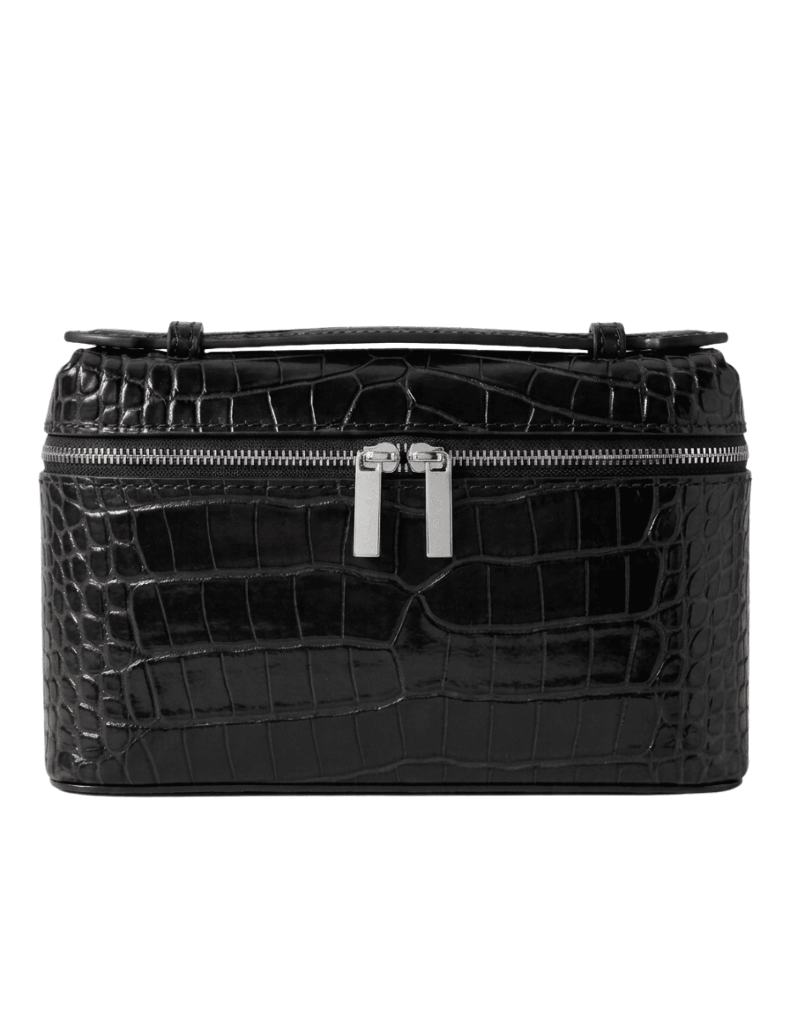 Bryony Salina Croc Embossed Handbag in Black