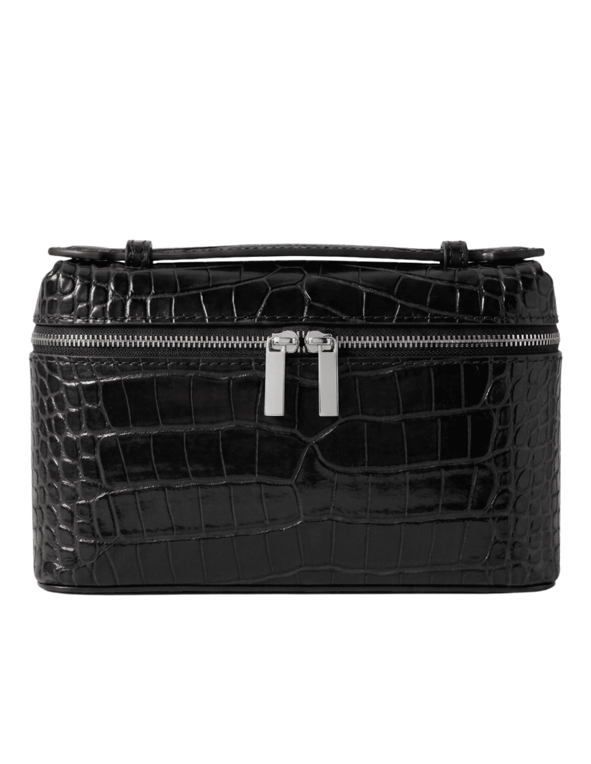 Bryony Salina Croc Embossed Handbag in Black
