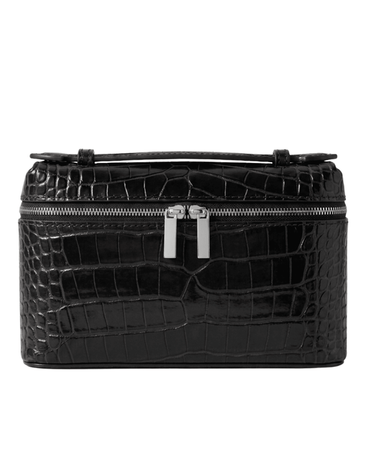 Bryony Salina Croc Embossed Handbag in Black
