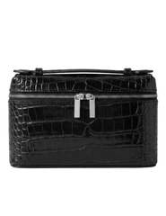 Bryony Salina Croc Embossed Handbag in Black