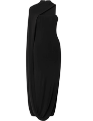 Cult Gaia Corsica Cape Effect Gown in Black with strapless neckline and cape drape