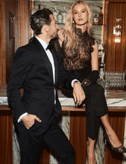 Editorial  L’AGENCE Tours Sleeveless Lace Tank in Black floral Chantilly lace