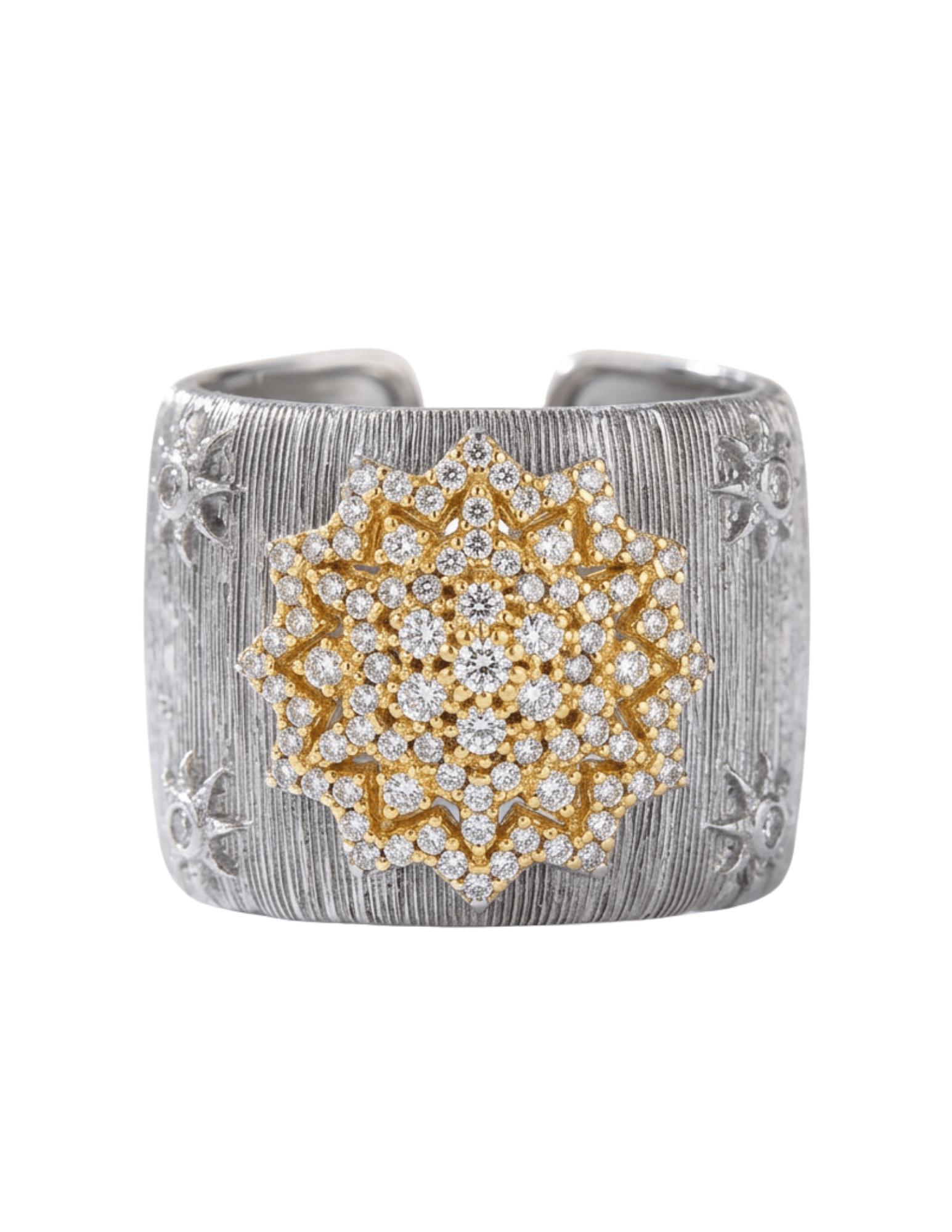 Fleur de Camélia Addison Two-Tone Textured Ring in Silver