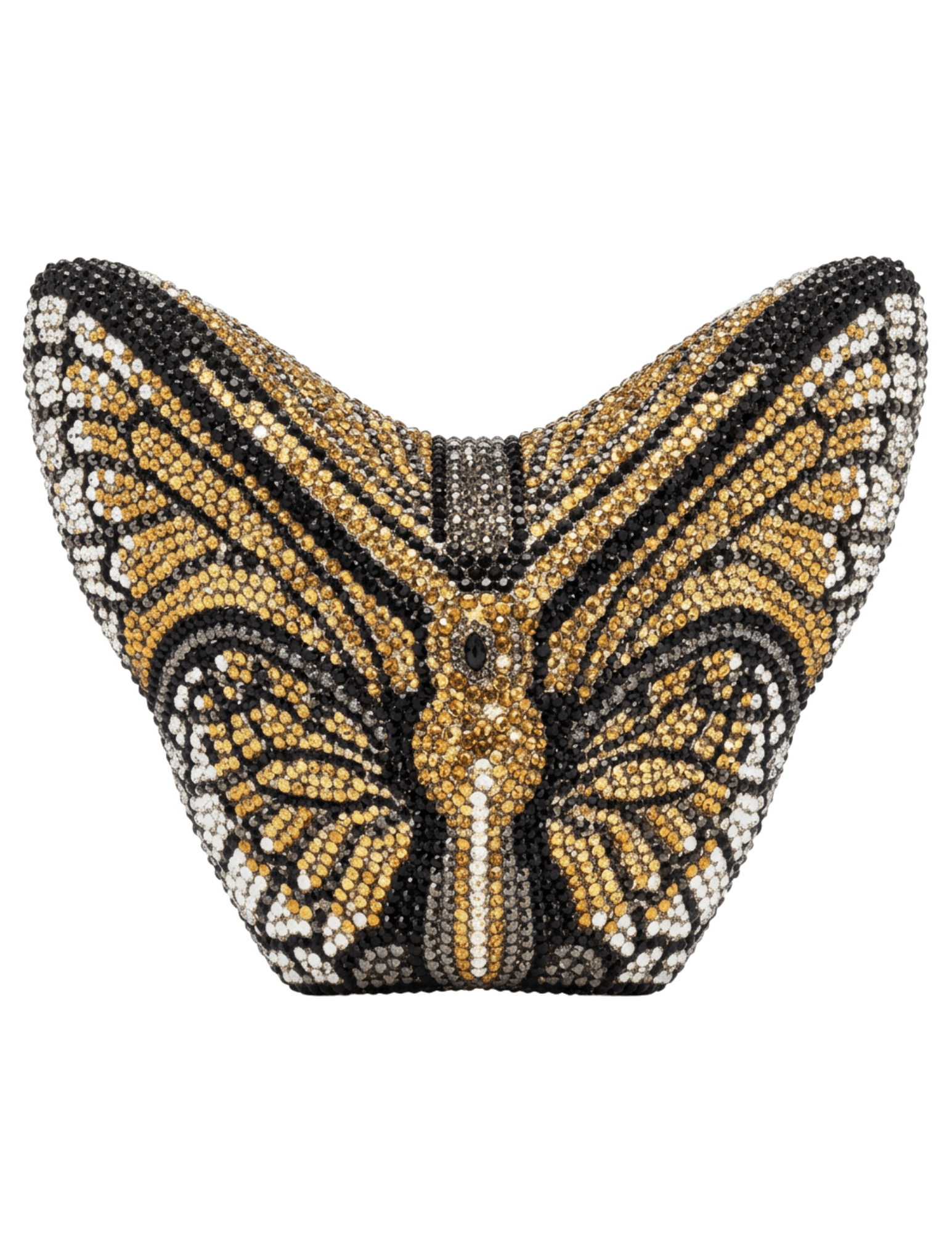 Fleur de Camélia Arabella 3D Butterfly Rhinestone Clutch in Amber Multi