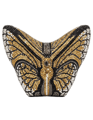 Fleur de Camélia Arabella 3D Butterfly Rhinestone Clutch in Amber Multi