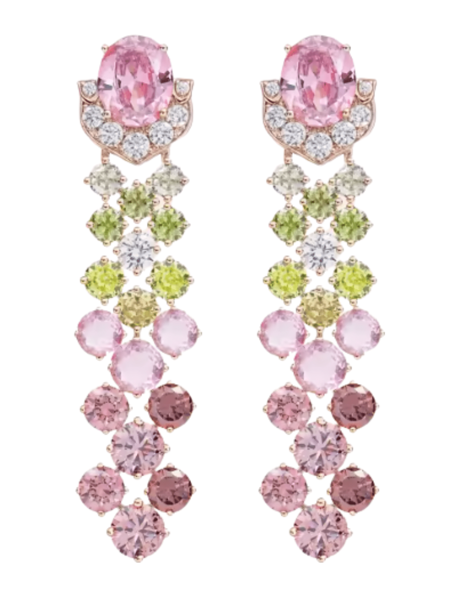 Fleur de Camélia Aria Rhinestone Earrings in Pink Multi 