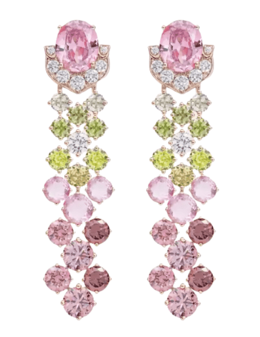Fleur de Camélia Aria Rhinestone Earrings in Pink Multi 