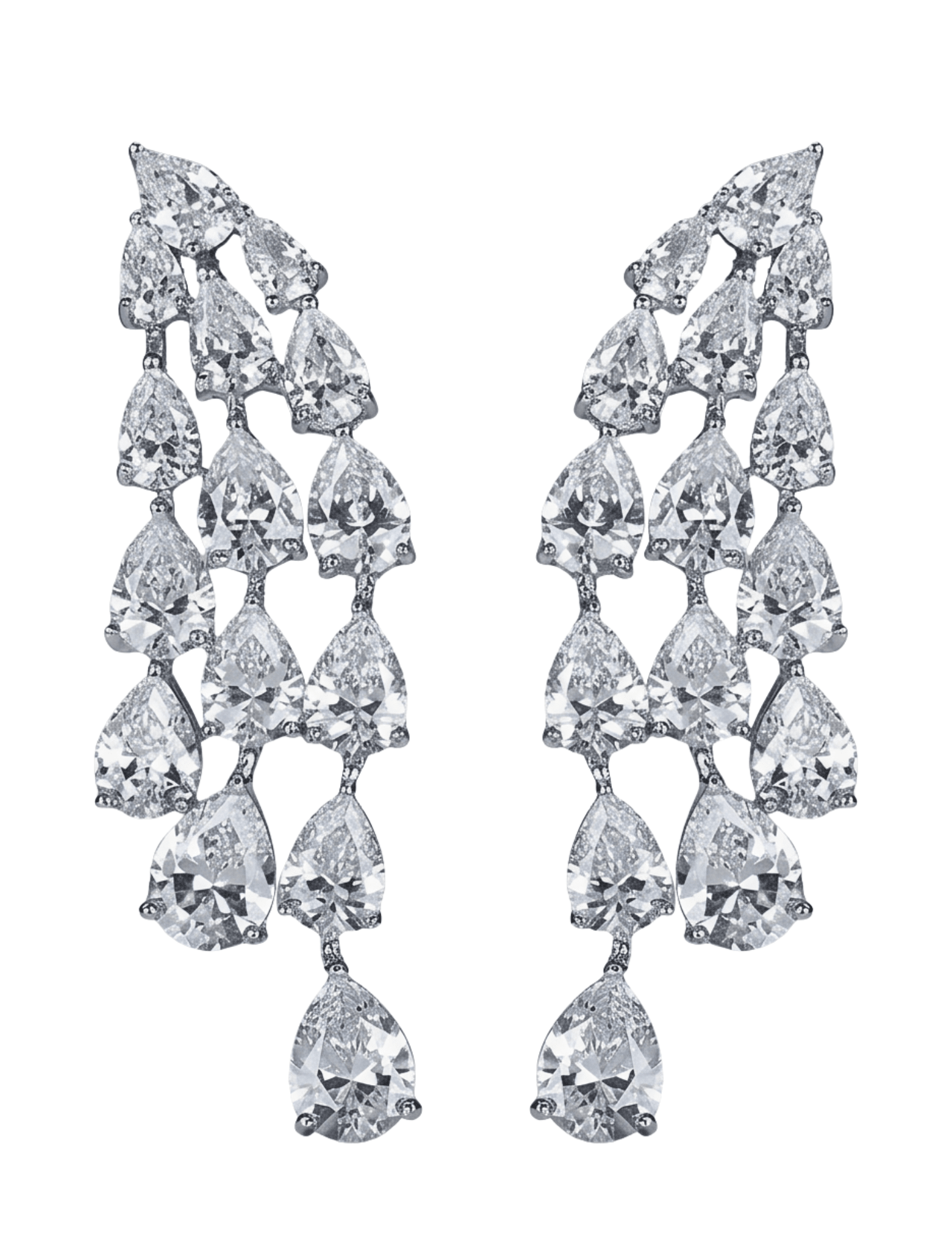Fleur de Camélia Bonnie CZ Waterfall Dangle Earrings in Silver