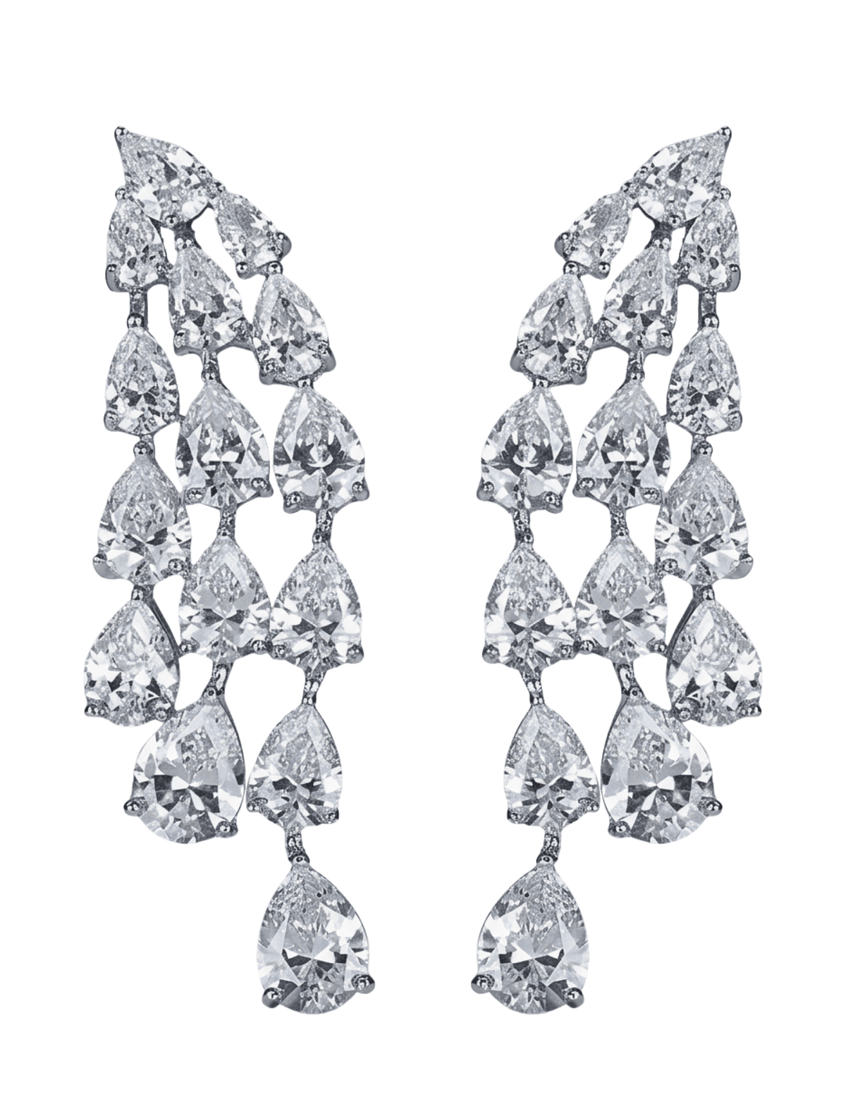 Fleur de Camélia Bonnie CZ Waterfall Dangle Earrings in Silver