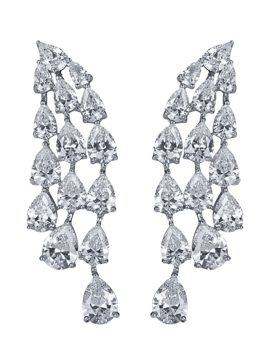 Fleur de Camélia Bonnie CZ Waterfall Dangle Earrings in Silver