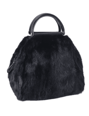 Fleur de Camélia Daria Mink Top Handle Bag in Black