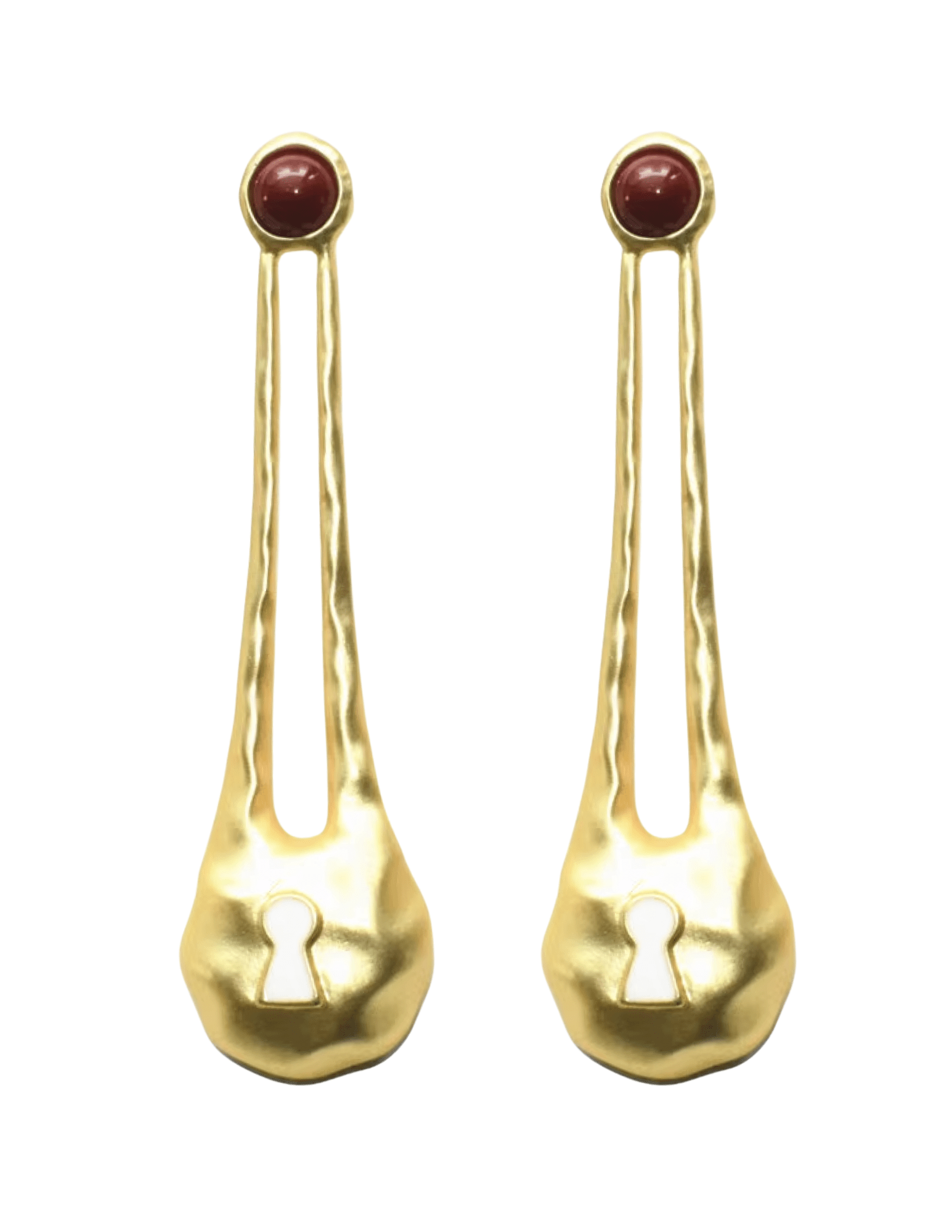 Fleur de Camélia Emmy Padllock Earrings in Gold & Burgundy