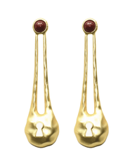 Fleur de Camélia Emmy Padllock Earrings in Gold & Burgundy