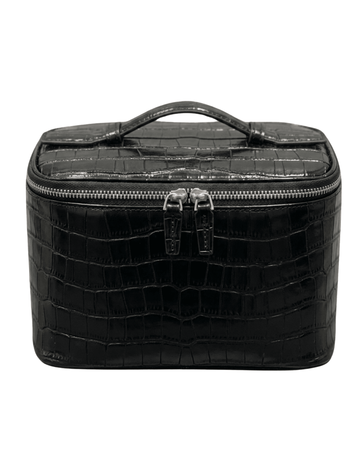 Fleur de Camélia Fran Leather Cosmetic Case in Black