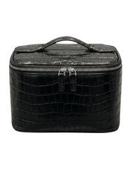 Fleur de Camélia Fran Leather Cosmetic Case in Black