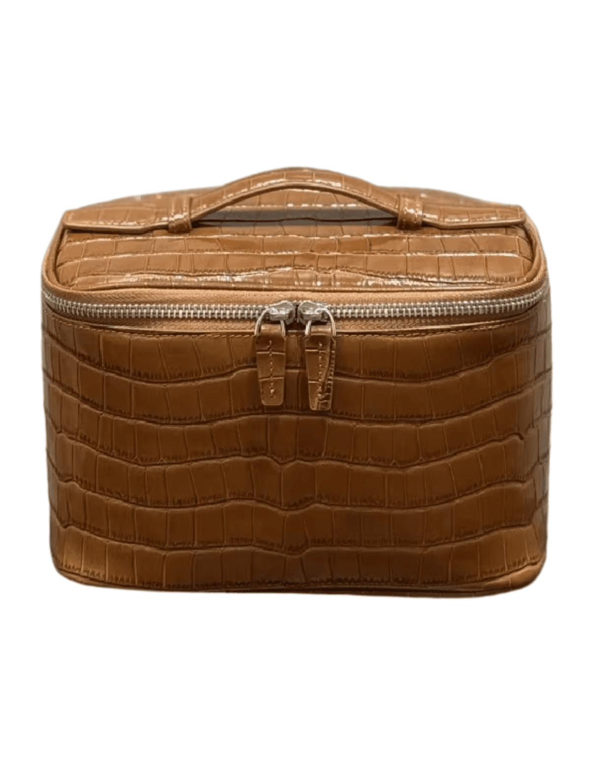 Fleur de Camélia Fran Leather Cosmetic Case in Saddle Croc