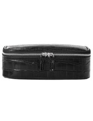 Fleur de Camélia Fran Mini Leather Cosmetic Case in Black Croc