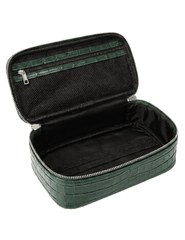 Fleur de Camélia Fran Mini Leather Cosmetic Case in Green open