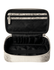 Fleur de Camélia Fran Mini Leather Cosmetic Case in Himalayan Croc open view