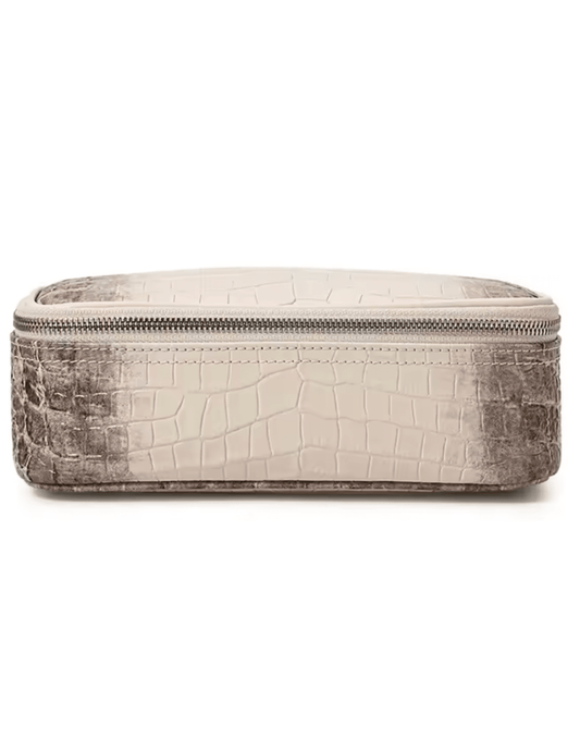 Fleur de Camélia Fran Mini Leather Cosmetic Case in Himalayan Croc