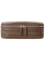 Fleur de Camélia Fran Mini Leather Cosmetic Case in Light Brown