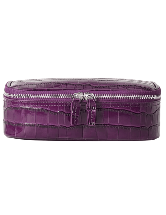 Fleur de Camélia Fran Mini Leather Cosmetic Case in Purple