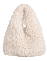 Fleur de Camélia Frankie Faux Mongolian Hobo Bag in Ivory