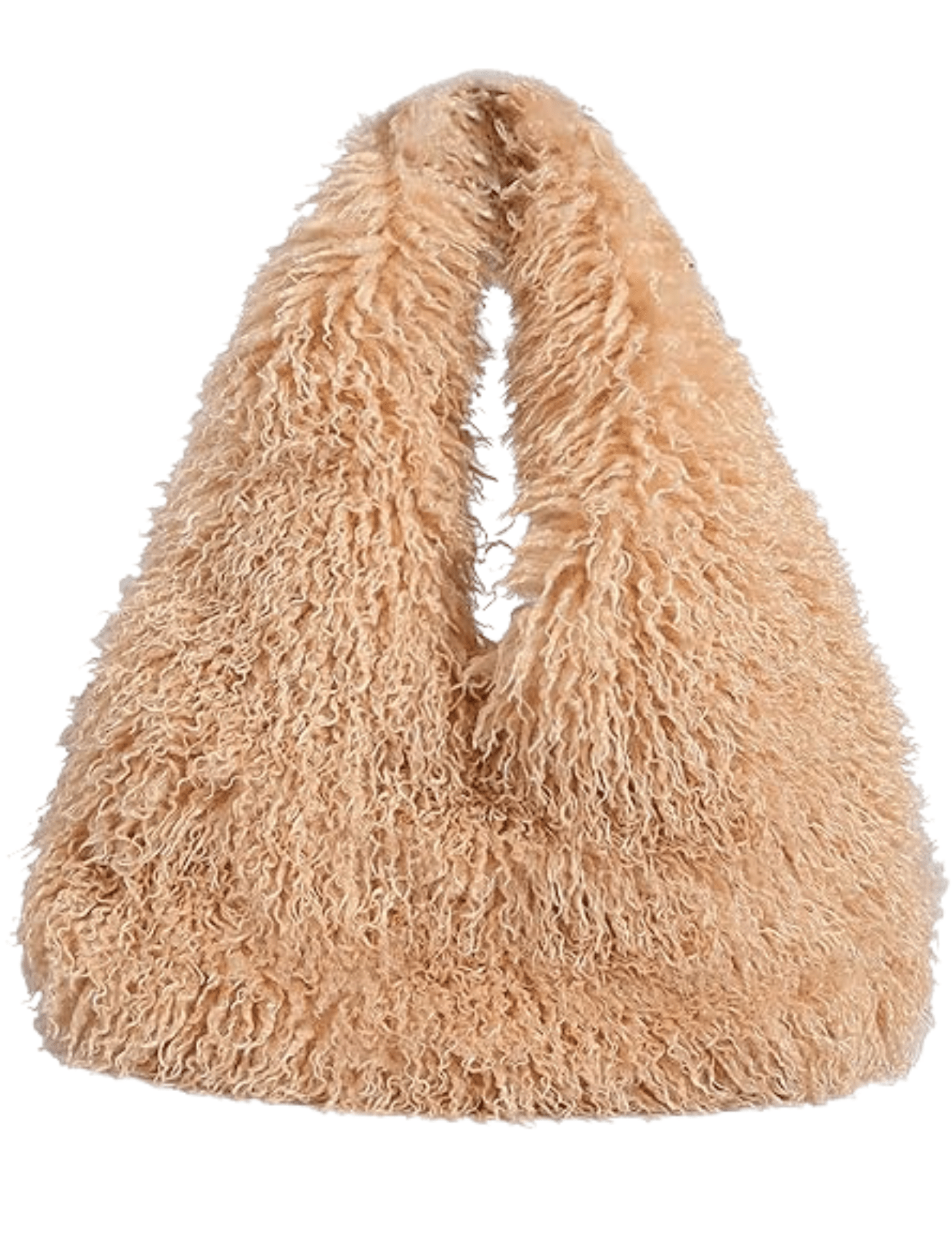 Fleur de Camélia Frankie Faux Mongolian Hobo Bag in Natural