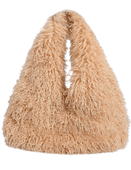 Fleur de Camélia Frankie Faux Mongolian Hobo Bag in Natural