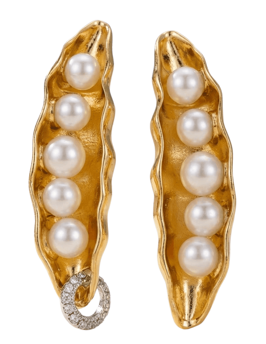 Fleur de Camélia Kylie Pea Pod Earrings in Gold