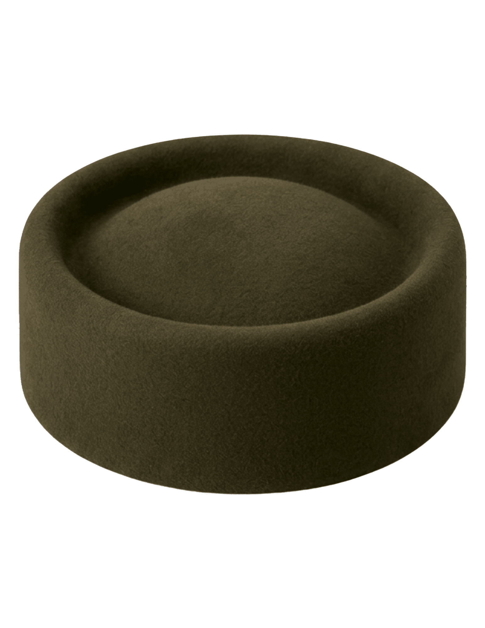 Fleur de Camélia Madeline Pillbox Hat in Olive