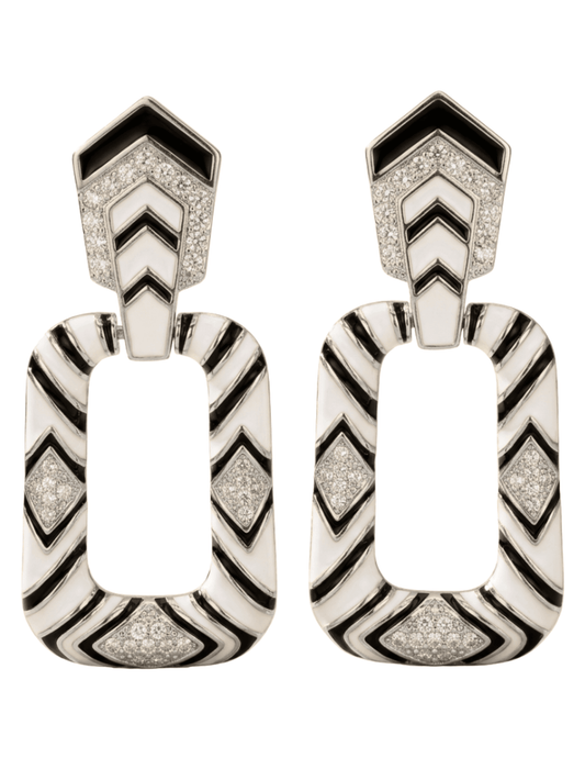 Fleur de Camélia Marta Statement Earrings in Black, White & Silver