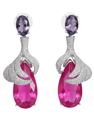 Fleur de Camélia Monica Statement Earrings in Pink and Purple.