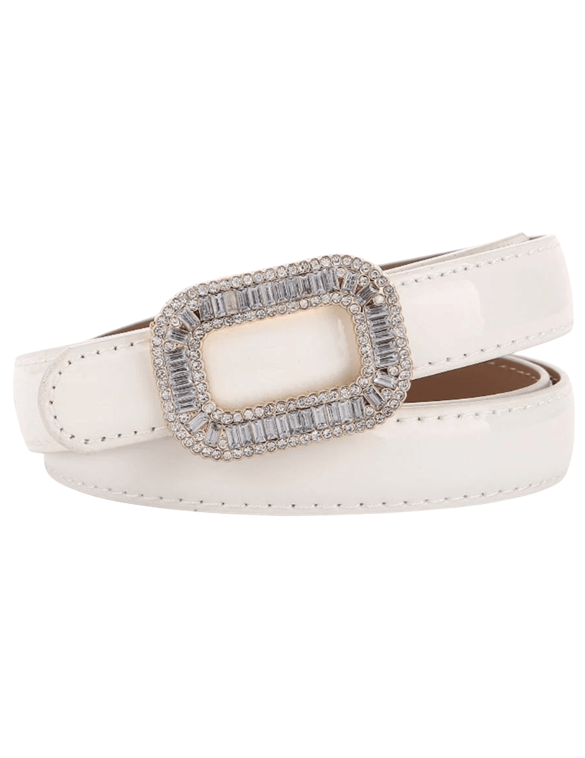 Fleur de Camélia Stella Leather Embellished Belt in White