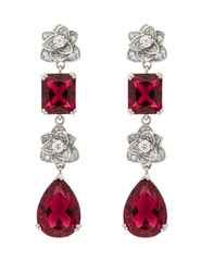 Fleur de Camélia Tati Dangle Earrings in Red and Silver.