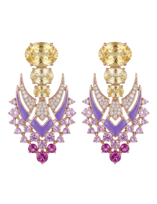Fleur de Camélia Yara Rhinestone Earrings in Yellow Multi