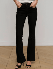 Font view of L’AGENCE Cara Low-Rise Bootcut Jeans in Noir