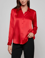 L’AGENCE Tyler Long Sleeve Silk Blouse in Engine Red