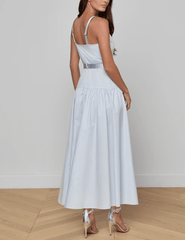 Front view of L'AGENCE Rima Maxi Dress in Pale Mist Blue
