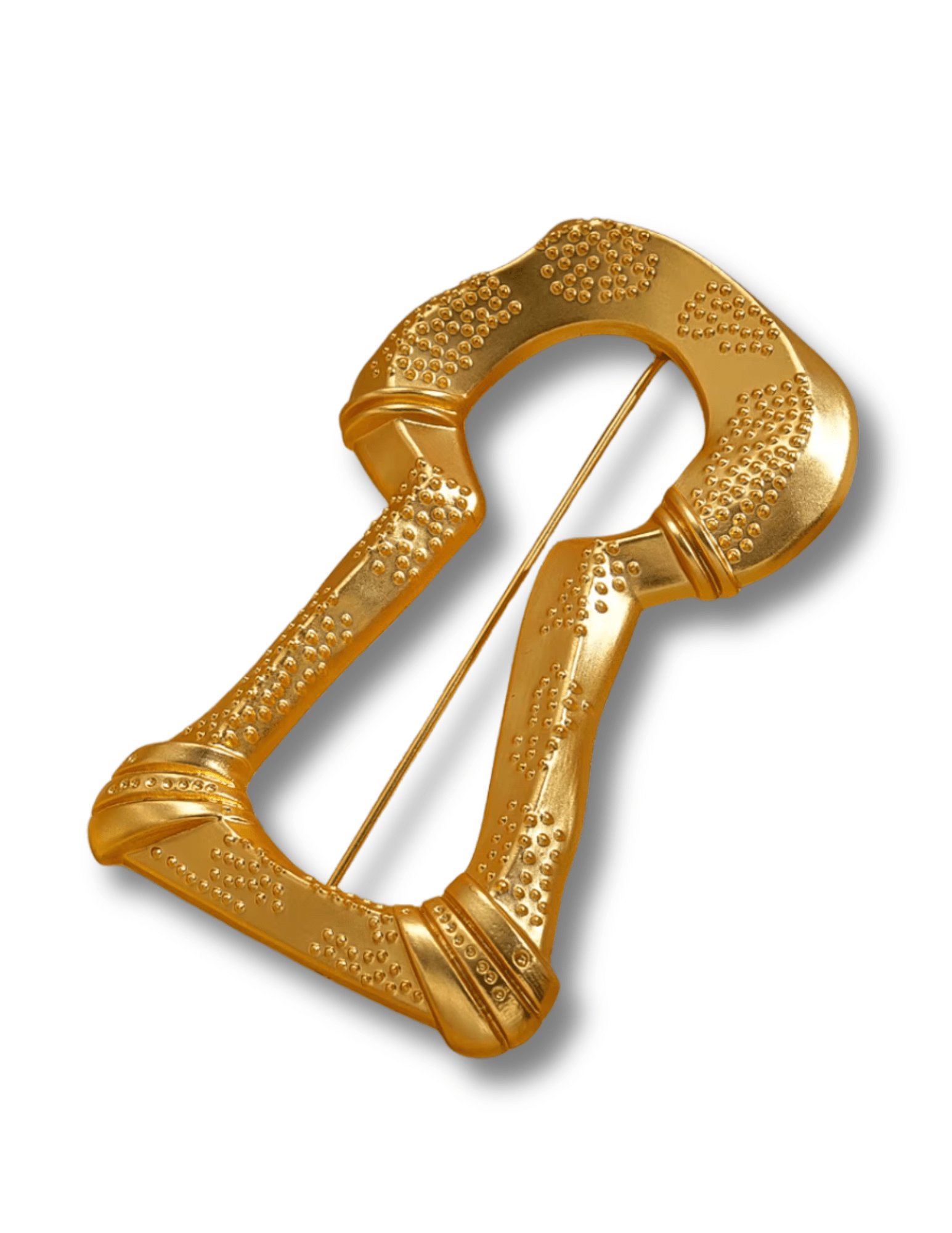 Front view of gold keyhole silhouette brooch