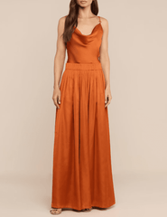 L'AGENCE Haylo Wide Leg Satin Pant in Sienna  with matching top