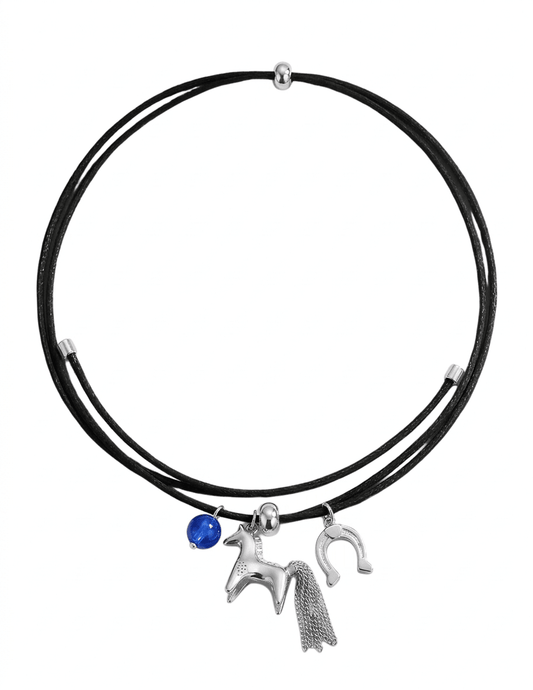 Austin Blaze - Austin Blaze Shyla Drawcord Charm Necklace in Black Multi - Buy Online