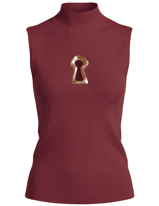 MAISON VERROU Yazmin Keyhole Knit Tank in Wine